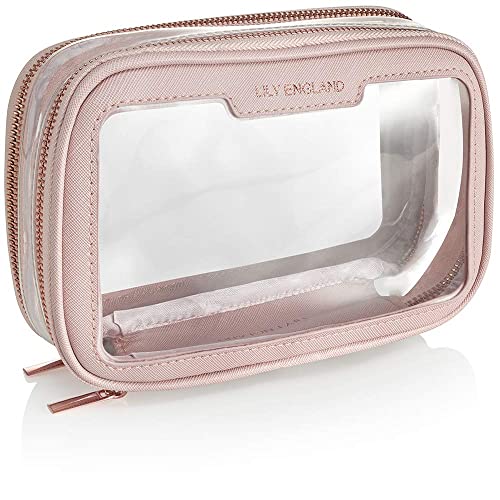 Organizador Maquillaje para Playa – Neceser Transparente para Aeropuerto – Bolsa Maquillaje y Cosméticos – Rosa, Lily England