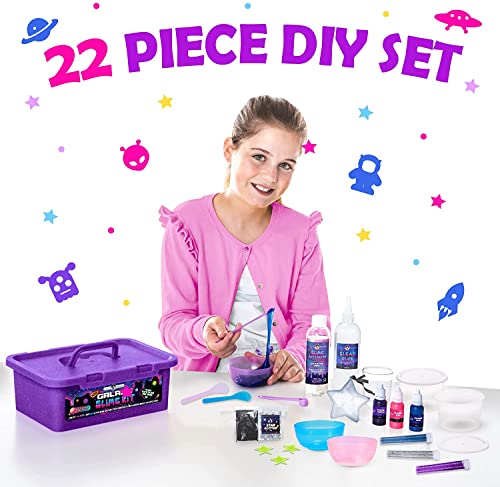 Original Stationery Mini Galaxy Slime DIY Kit con todo para hacer Glitter & Galactic Slime para niños 10-12 Girl Birthday Ideas