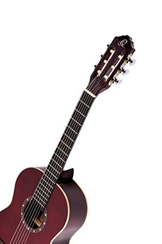 Ortega R121-3/4WR - Guitarra clásica, abeto y caoba, tamaño 3/4, color rojo