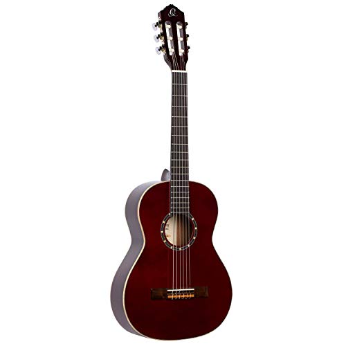 Ortega R121-3/4WR - Guitarra clásica, abeto y caoba, tamaño 3/4, color rojo