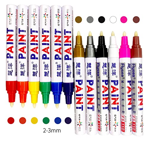 Oshhni 12 piezas rotulador de pintura permanente impermeable 4,5 mm DIY muchos colores reparación de arañazos arte de regalo para proyectos de neumáticos de