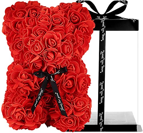 Oso de Rosas Oso Rosa Oso Rosas Oso de Peluche Flores Rosa Osito de Peluche, Regalos para mamá, Mujeres, Regalos para niñas Adolescentes, Regalos para Madres, Aniversario, día de San valentín