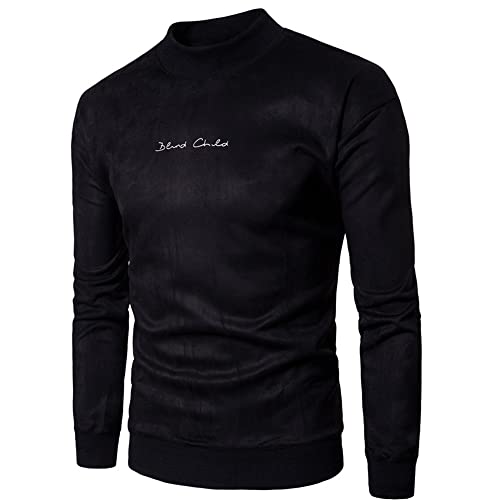 Pajiay Camiseta Hombre Engrosamiento cálido y cómodo Manga Larga Color sólido a la Moda elástica Sudadera Hombre con Cuello Redondo Primavera y otoño Informal Ajuste Regular Jersey Hombre