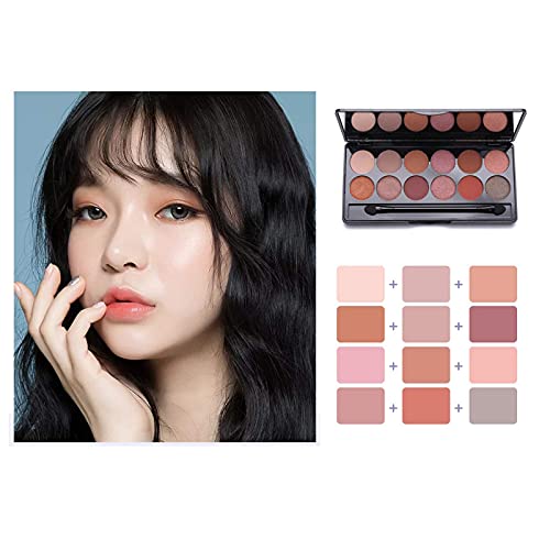 Paleta Profesional de 12 Sombras de Ojos Shimmers y Paletas de Eyeshadow Palette Desnudas Mate Paleta de Maquillaje Resistente al Sudor Impermeable de Larga Duración