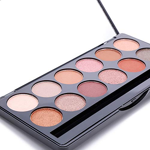 Paleta Profesional de 12 Sombras de Ojos Shimmers y Paletas de Eyeshadow Palette Desnudas Mate Paleta de Maquillaje Resistente al Sudor Impermeable de Larga Duración