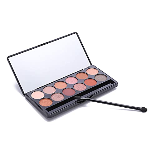 Paleta Profesional de 12 Sombras de Ojos Shimmers y Paletas de Eyeshadow Palette Desnudas Mate Paleta de Maquillaje Resistente al Sudor Impermeable de Larga Duración