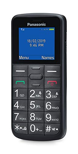 Panasonic KX-TU110EXB - Teléfono Móvil Para Personas Mayores, 1.77 Pulgadas (160 x 128), Pantalla y Teclas Grandes, Botón SOS, Resistente a Golpes, Linterna, Batería 22h, Negro, 11,4 x 5,1 x 1,3 cm