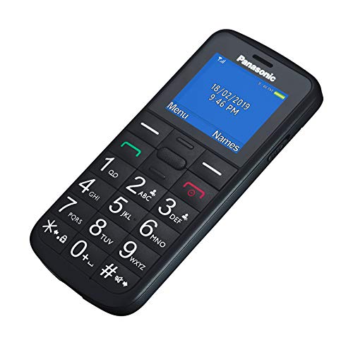 Panasonic KX-TU110EXB - Teléfono Móvil Para Personas Mayores, 1.77 Pulgadas (160 x 128), Pantalla y Teclas Grandes, Botón SOS, Resistente a Golpes, Linterna, Batería 22h, Negro, 11,4 x 5,1 x 1,3 cm