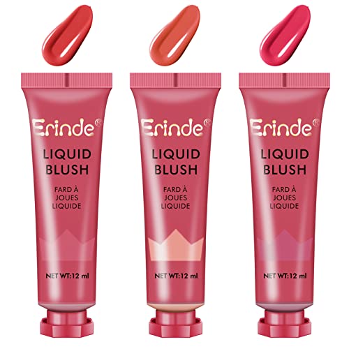 【Paquete de 3】 Erinde Maquillaje Líquido de Beso Ligero Sensación Transpirable, Purpura, Color de Color Natural, Acabado Dewy Liquid Blusher Color.Set Un #1#2#3)