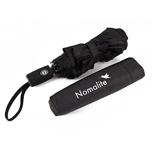 Paraguas Grande automático antiviento de Nomalite | Paraguas Plegable Negro para Hombre y Mujer en Teflón, XXL/Golf y Fuerte con Mecanismo de Abertura “una Mano” y Costilla Fibra de Vidrio.