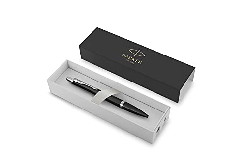 Parker Urban Premium - Bolígrafo de punta redonda con acabado cromado, color negro