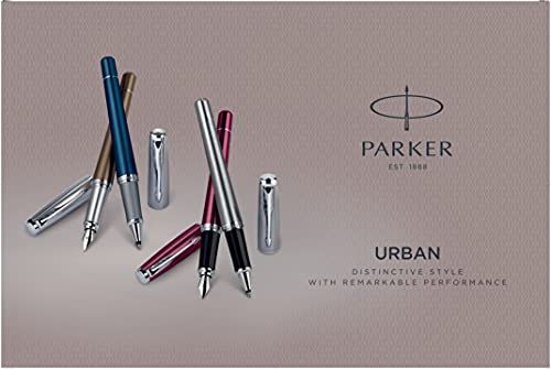 Parker Urban Premium - Bolígrafo de punta redonda con acabado cromado, color negro