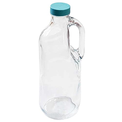 Pasabahce - Botella de cristal con asa y tapa de plástico 1,4 L. Jarra vidrio 30 x 9 cm para agua caliente/fría, té helado, bebi