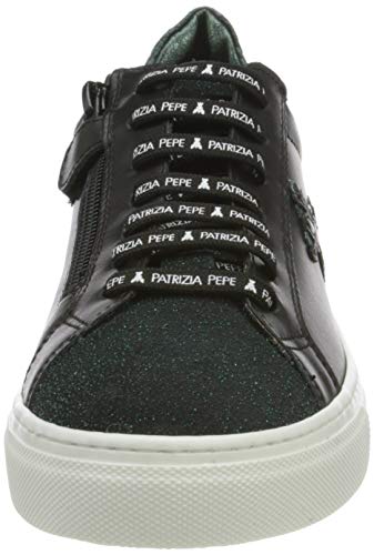 Patrizia Pepe PPJ506, Zapatillas, Color Negro y Verde, 32/32.5 EU