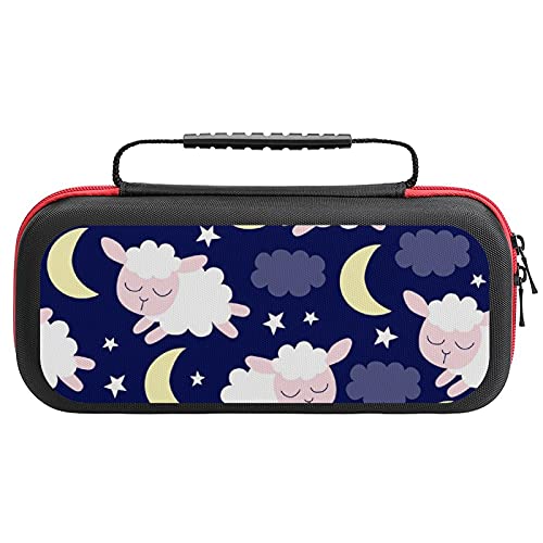 Patrón de oveja y luna portátil bolsa de almacenamiento para Nintendo Switch Lite y accesorios de viaje impreso