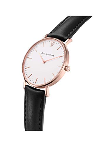 PAUL VALENTINE ® Reloj para Mujer Pearl Rose Gold Black con Correa de Malla - Reloj Femenino Noble con Movimiento de Cuarzo japonés - A Prueba de Salpicaduras - Reloj de muñeca para Mujeres