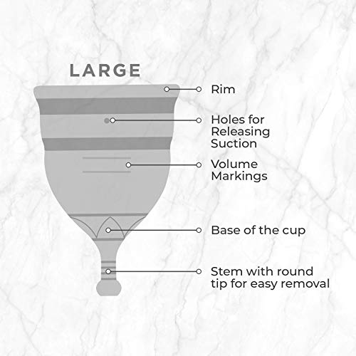 PEESAFE Copa menstrual (grande) | 18 años y superiores (han dado a luz vaginalmente) | Olor y libre de erupciones | 100% de silicona de grado médico | Viene con bolsa de viaje