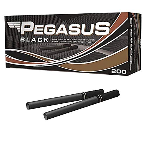 Pegasus - Tubos para rellenar cigarrillos (5 cajas con 200 tubos, 1000 unidades), color negro