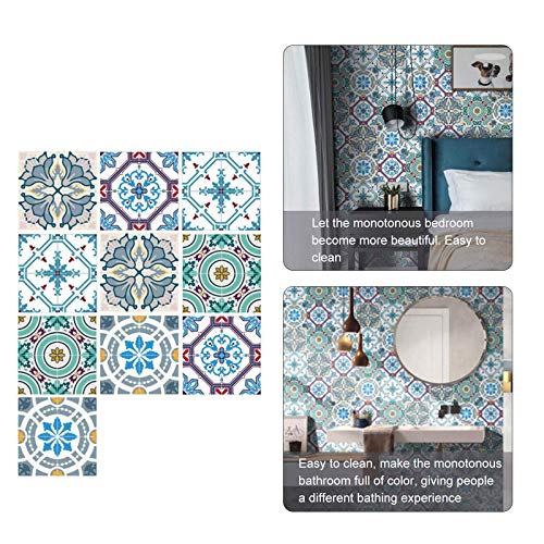 Pegatinas para Azulejos, Autoadhesivas Impermeable Ambiental DIY Pegatinas para Azulejos Marroquí Lisboa Victoriano Estilo Pegatinas para Cocina Baño Decoración Hogar (20 x 20 cm,A-20PCS)