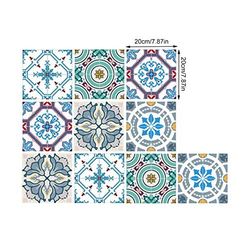 Pegatinas para Azulejos, Autoadhesivas Impermeable Ambiental DIY Pegatinas para Azulejos Marroquí Lisboa Victoriano Estilo Pegatinas para Cocina Baño Decoración Hogar (20 x 20 cm,A-20PCS)