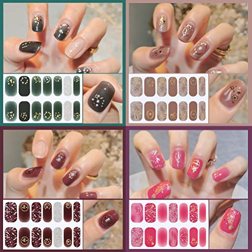 Pegatinas Para Uñas Adhesivas NOCHME 12 Hojas Impermeables Full Cover Manicura Francesa, Brillo Metálico Decorativas Calcomanías Decoraciones Nail Art Stickers De Uñas Para Mujeres Y Niñas