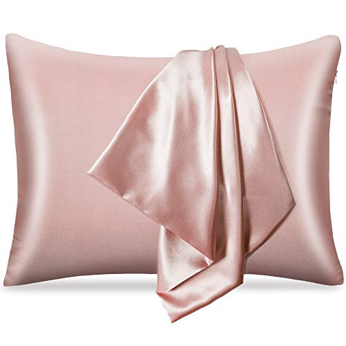 pendali Funda de Almohada de Satén para Cabello y Piel, Funda Almohada con Cremallera Oculta, Antiarrugas, Resistente a la Decoloración, 1 Pieza Microfibra Suave Fundas Almohadas 48 x 66 cm (Rosa)