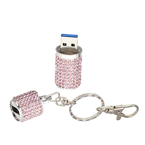 Pendrive 64GB Memoria USB Collar Rosado USB 3.0 Pen Drive Bling Diamante Flash Drives 64 GB Joyería Memorias Externo Stick Creativo Lindo Regalo de Almacenamiento de Datos por Kepmem