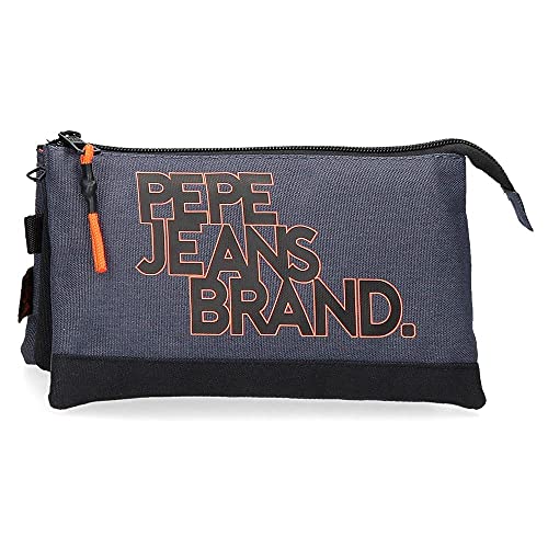 Pepe Jeans Troy Estuche Tres Compartimentos Azul 22x12x5 cms Poliéster