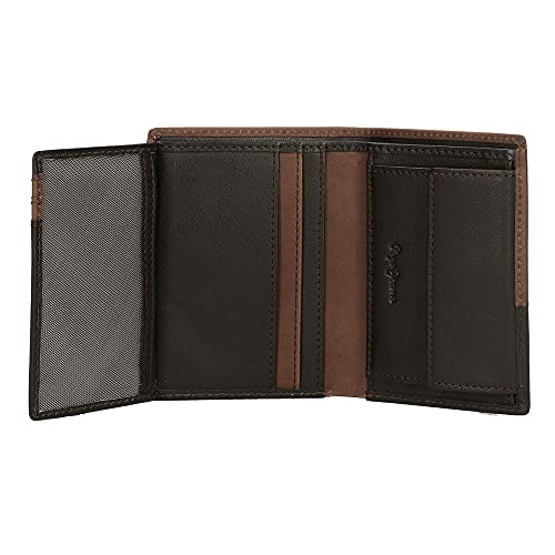 Pepe Jeans United Cartera vertical con monedero Marrón 8,5x11,5x1 cms Piel