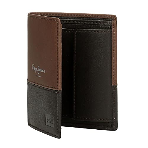 Pepe Jeans United Cartera vertical con monedero Marrón 8,5x11,5x1 cms Piel