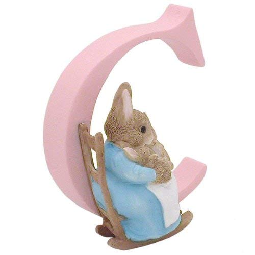 Peter Rabbit, Figura de coneja con conejito y Letra "C" para colgar, Home Deco, Enesco