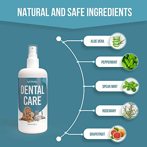 Petsly Spray Dental Perros y Gatos con Hierbabuena - Enjuague Bucal Perros para Mal Aliento de Perros - Spray Anti Sarro Orgánico para Mal Olor Boca Perro - Alternativa a Cepillo Dientes Perro, 100ml