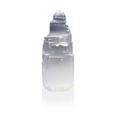 Piedra de selenita Eisberg Skyscraper Tower cascada con base aprox. 10 cm de alto, procedencia Marruecos, piedras preciosas de meditación, yoga, Feng Shui