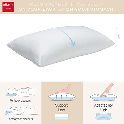 Pikolin Home - Almohada de fibra con tratamiento dermoprotector Aloe Vera, firmeza baja transpirable recomendada para dormir boca abajo