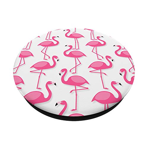 Pink Flamingo Flamenco Party White Background PopSockets PopGrip Intercambiable