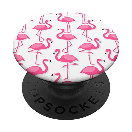 Pink Flamingo Flamenco Party White Background PopSockets PopGrip Intercambiable