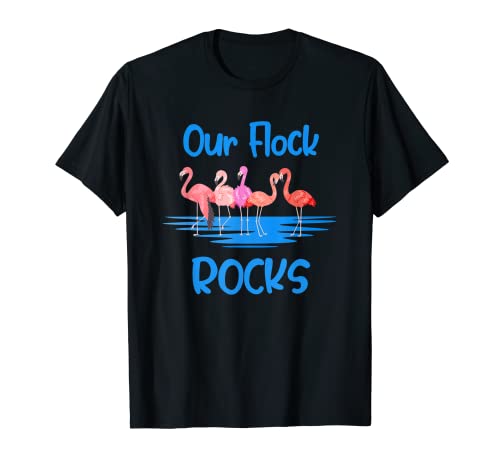 Pink Flamingo Unser Flock Rocks - Cara de vacaciones familiar Camiseta