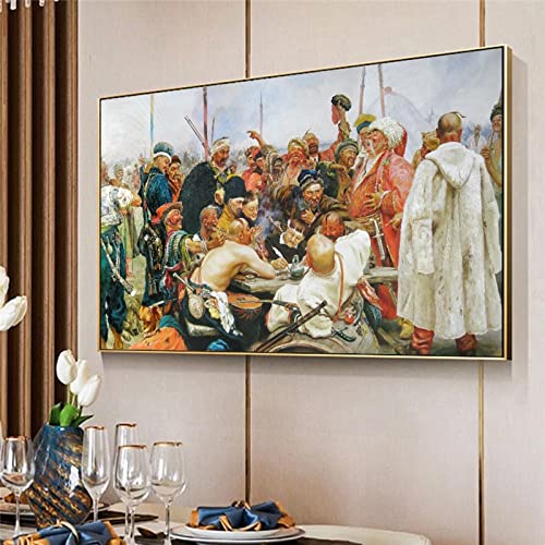 Pintura Al Óleo Rusa "Respuesta De Los Cosacos Zaporoshianos A Sultan Mehmed IV " Impresiones De Arte En La Decoración De La Imagen De La Pared De Lienzo Sin Marco ( Size (Inch) : 50x70cm no frame )