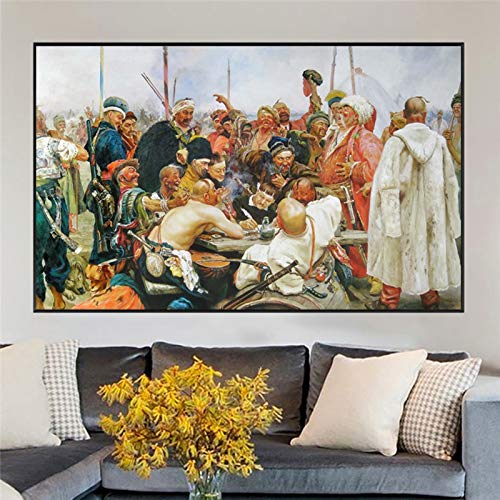 Pintura Al Óleo Rusa "Respuesta De Los Cosacos Zaporoshianos A Sultan Mehmed IV " Impresiones De Arte En La Decoración De La Imagen De La Pared De Lienzo Sin Marco ( Size (Inch) : 50x70cm no frame )