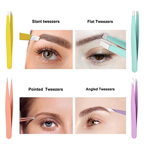 Pinzas de Depilar de Cejas Perfectas, Pinzas Cejas Profesional Con Tijeras Curvas Pinzas de PrecisióN Para DepilacióN Encarnada de Kit Cejas (5 Piezas)