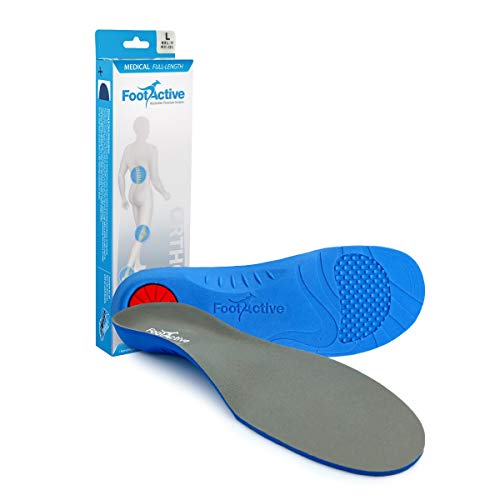 Plantillas ortopédicas FootActive Medical para fascitis plantar Corrige la pronación y estabiliza el pie, Gris (gris), 36-38