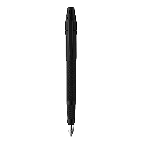 Pluma estilográfica Colibri Ascari-Negro mate con acabado moleteado-Pluma de lujo-Sistema de punta de bock mediana-Se entrega en un elegante estuche de regalo-Adecuada para hombres como para mujeres.