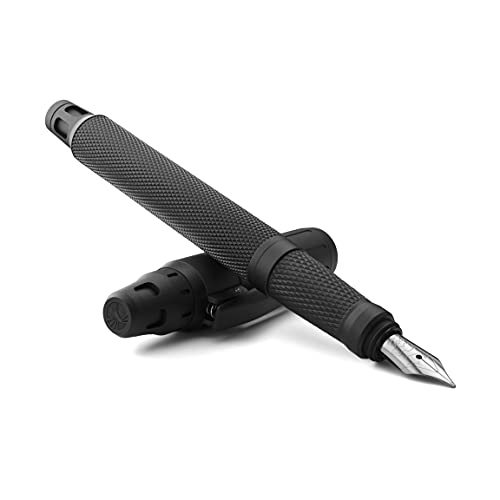 Pluma estilográfica Colibri Ascari-Negro mate con acabado moleteado-Pluma de lujo-Sistema de punta de bock mediana-Se entrega en un elegante estuche de regalo-Adecuada para hombres como para mujeres.