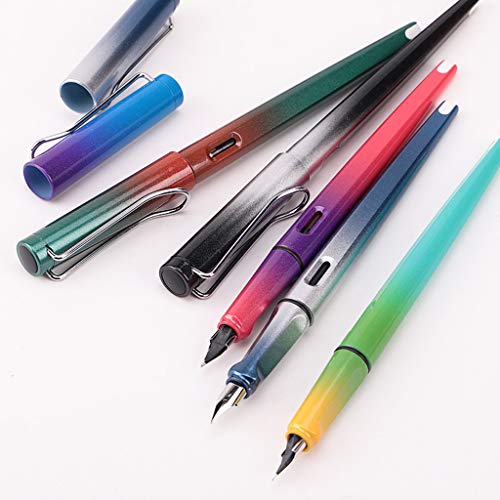 Pluma estilográfica de gradiente colorida, ideal para estudiantes de negocios de 0,38 mm, punta extrafina, herramienta de escritura de suministros de oficina, fácil de usar y escribir sin problemas.