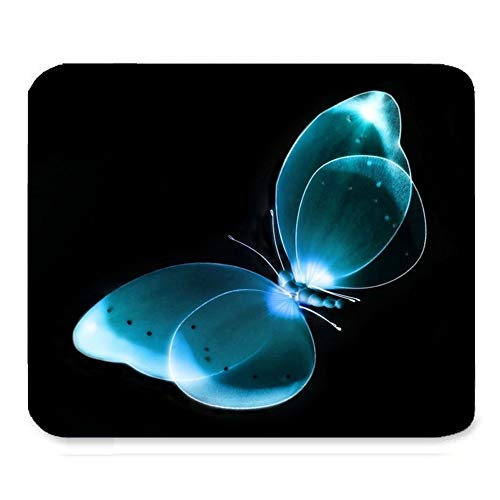 PM442 Hermosa Vintage Crystal Blue Flying Butterfly y Flor Fantasy Art Pattern Design Mejor Regalo Unique Custom Rectángulo Mouse Pad, Gaming Alfombra de ratón Antideslizante Mouse Pad de ratón