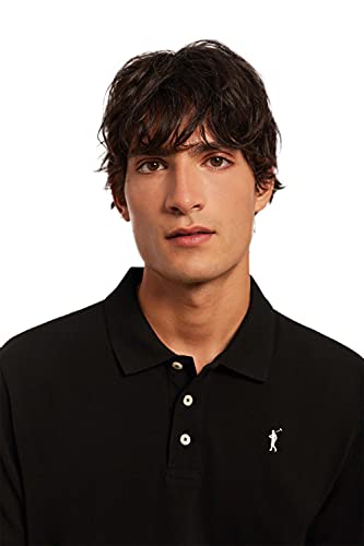 Polo Negro Piqué para Hombre con Logo Bordado