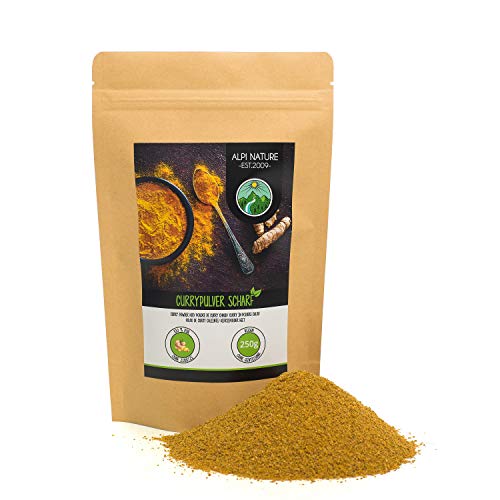 Polvo de curry caliente (250g), mezcla típica de especias de curry indio, empaque resellable