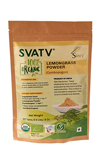 Polvo de limoncillo SVATV (Cymbopogon) 1/2 LB, 08 oz, 227g USDA certificado