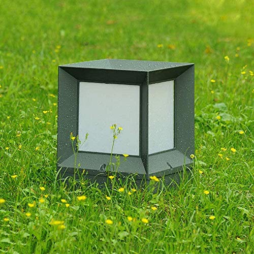 Poste de Luces para Exteriores Cubo Cuadrado clásico Moderno IP55 Impermeable Columna a Prueba de Lluvia Luz Negro Aluminio Metal Patio Jardín Paisaje Decoración Farola