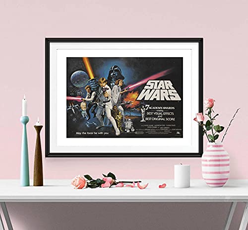 Póster de Star Wars 1977 con texto en inglés "Oscar" y película de acción de cine de acción A4 +